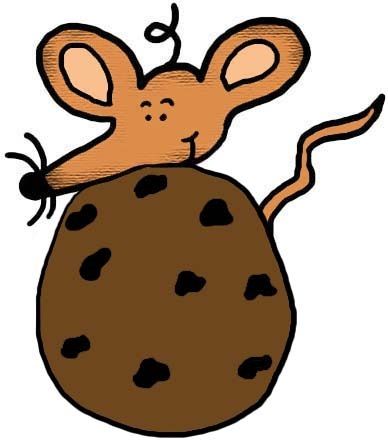 388x440 Mouse With Chocolate Chip Cookie Clipart Illustration Picture