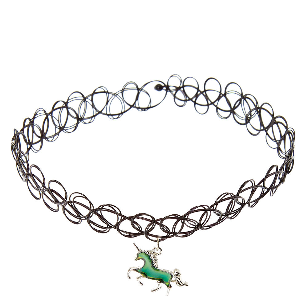 1000x1000 mood unicorn pendant tattoo choker necklace claire's us