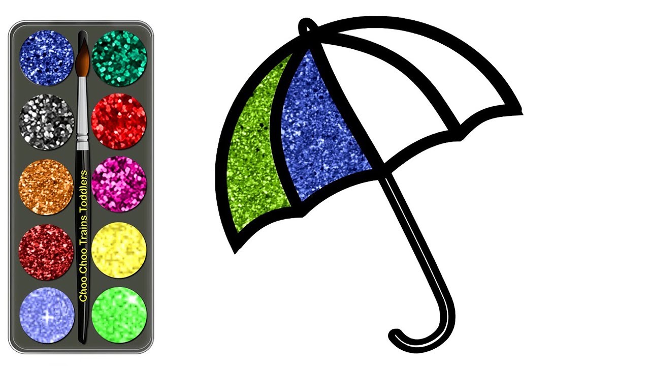 1280x720 Glitter Coloring Umbrella Rainbow Colors Drawing For Kids Toddlers