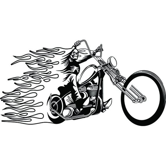 570x570 Motorcycle Skull Skeleton Fire Flames Custom Chopper Etsy