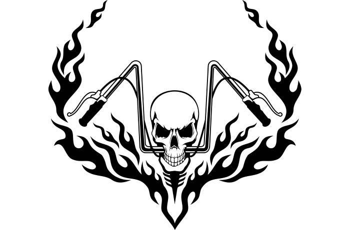 700x461 Motorcycle Logo Skull Chopper Handle Bars Flames Bike Biker Etsy