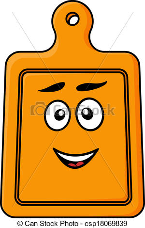 300x470 Smiling Wooden Kitchen Chopping Board Cartoon Vector Illustration