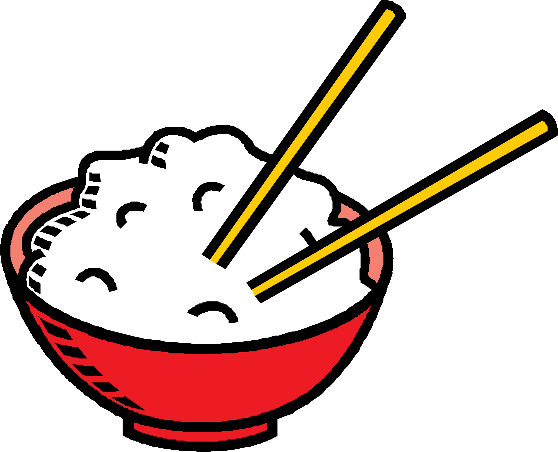 1920x1555 drawing of bowl of rice with chopsticks free image