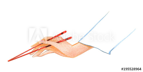 500x253 a female hand holds chinese chopsticks drawing with colored