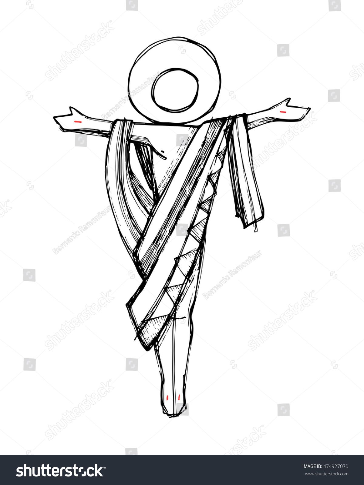 1200x1600 Hand Drawn Vector Illustration Or Drawing Of Jesus Christ