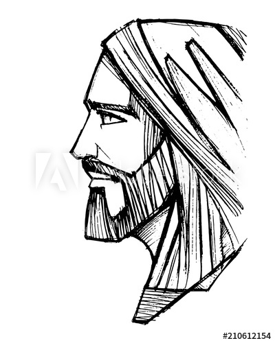 400x500 Jesus Christ Face Pencil Illustration