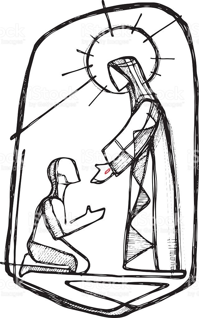 640x1024 Hand Drawn Vector Illustration Or Drawing Of Jesus Christ Healing