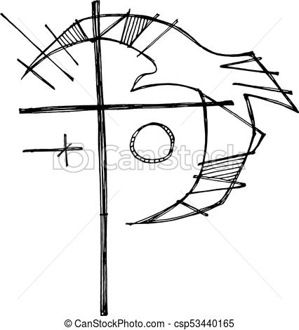 426x470 Hand Drawn Vector Ink Illustration Or Drawing Of A Christian Cross
