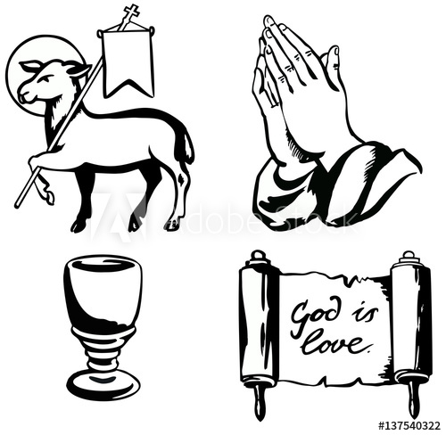 500x488 Set Vector Icons Of Christian Religion Sign And Symbol Drawings