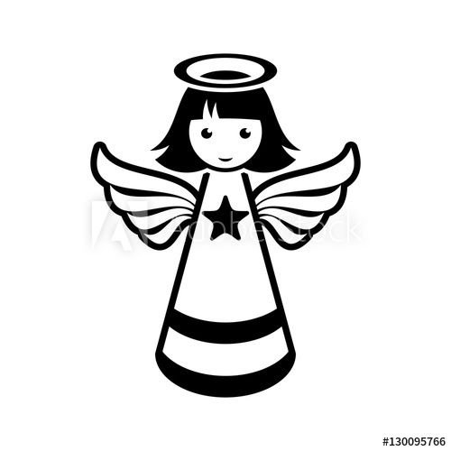 500x500 Simple Black Vector Christmas Angel Icon