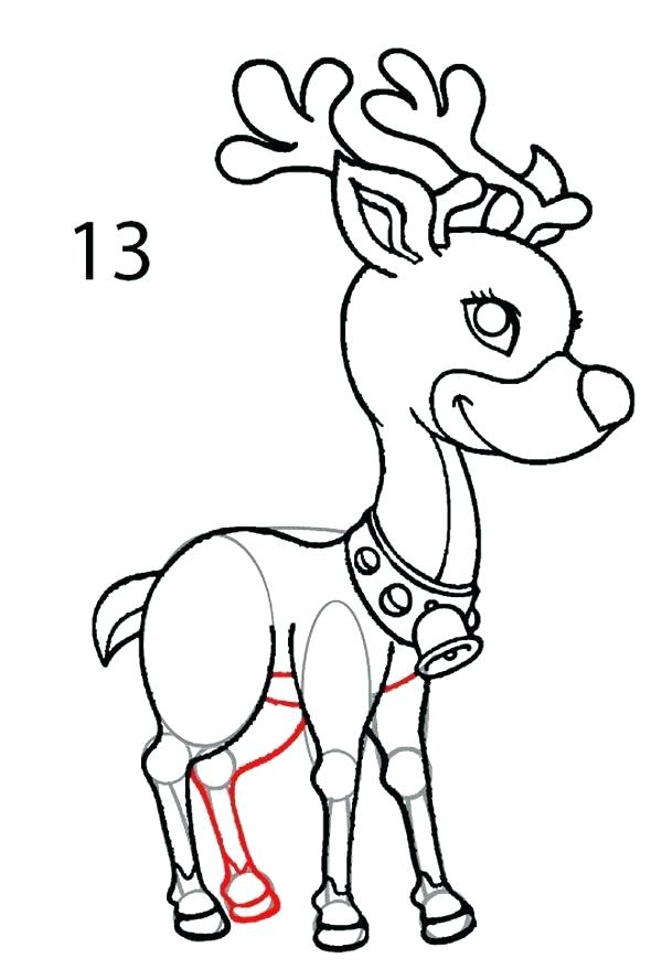 600x878 Drawing A Reindeer Reindeer Antlers Drawing Easy