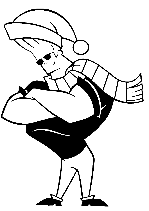 600x850 Drawing Of Johnny Bravo With Christmas Hat Coloring Page