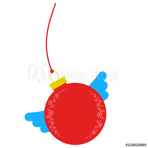 500x500 flat insulated red ball with wings simple drawing christmas