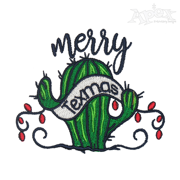 600x600 Christmas Cactus Embroidery Design