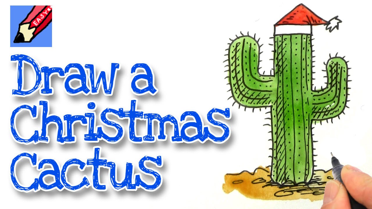 1280x720 How To Draw A Christmas Cactus Real Easy