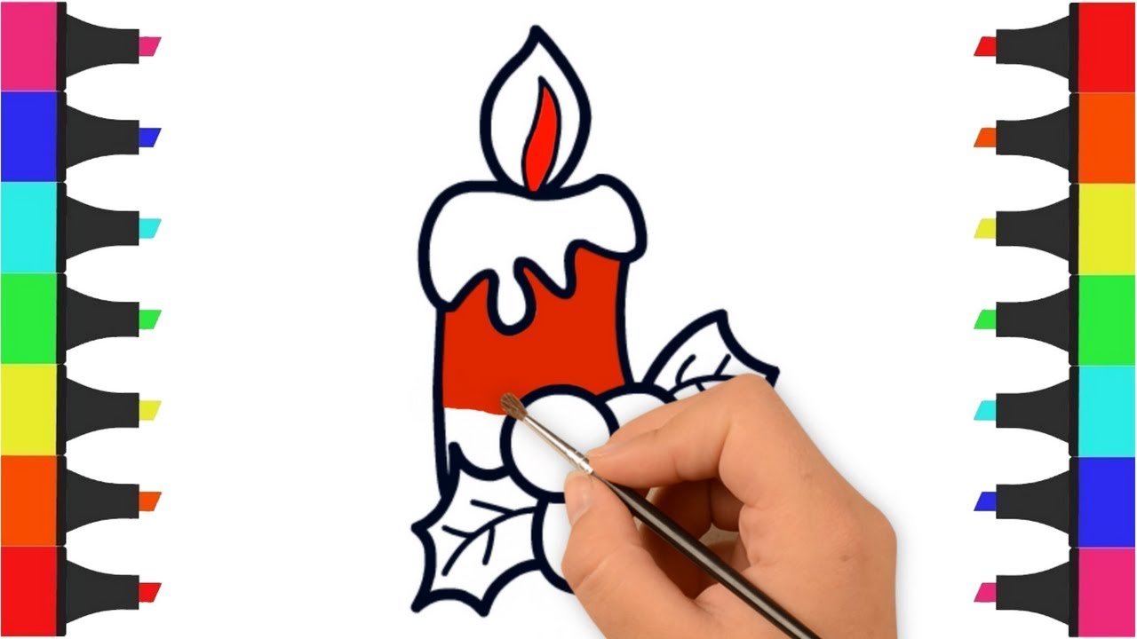 1280x720 Christmas Candle Coloring Pages For Kids How To Draw And Color