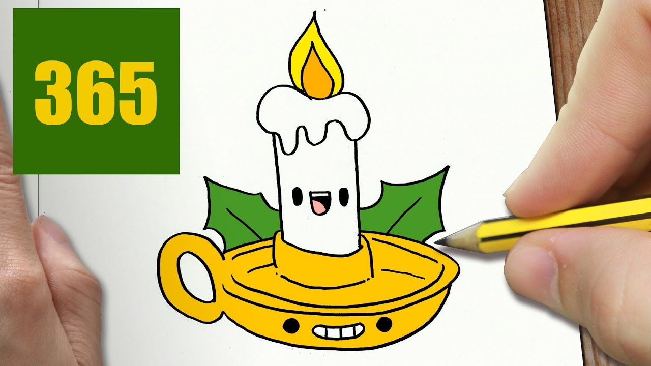 1280x720 How To Draw A Christmas Candle Kawaii, Easy Step