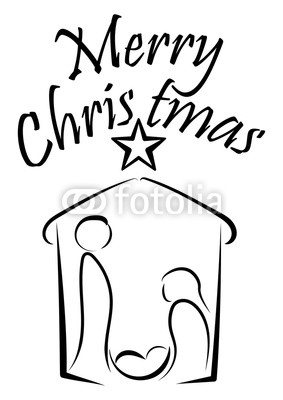 283x400 Christmas Card With A Silhouette Of The Newborn Jesus Christ