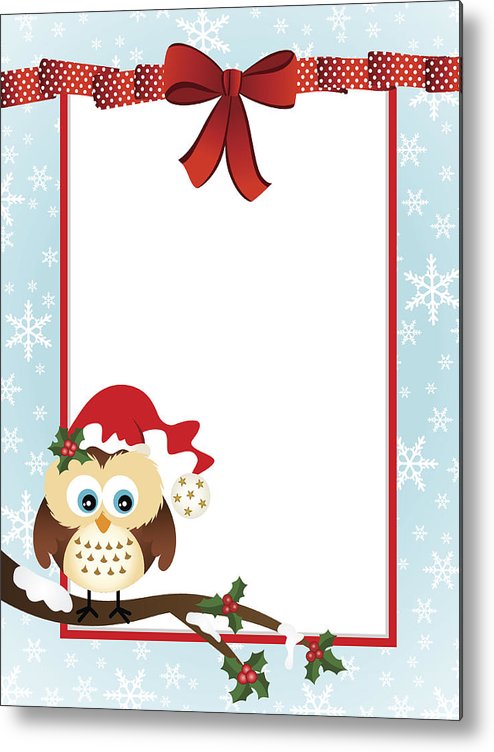 494x752 Cute Owl Christmas Greeting Card Metal Print