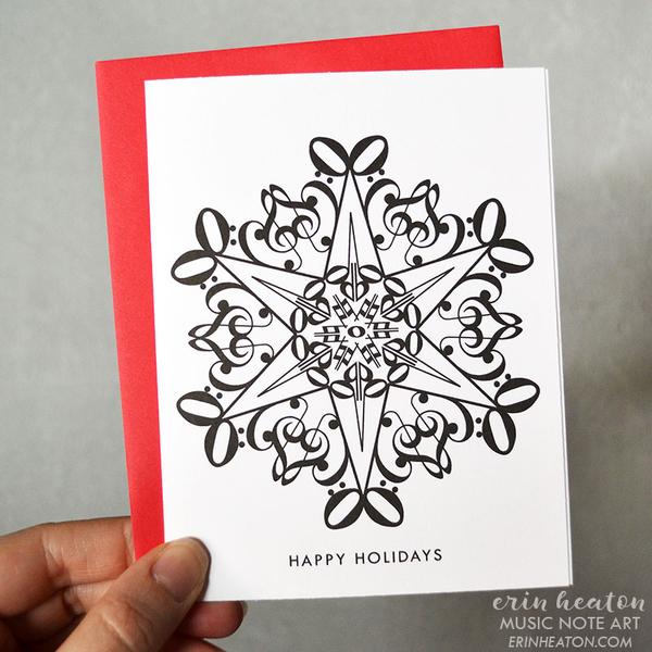 600x600 Snowflake Music Note Christmas Card