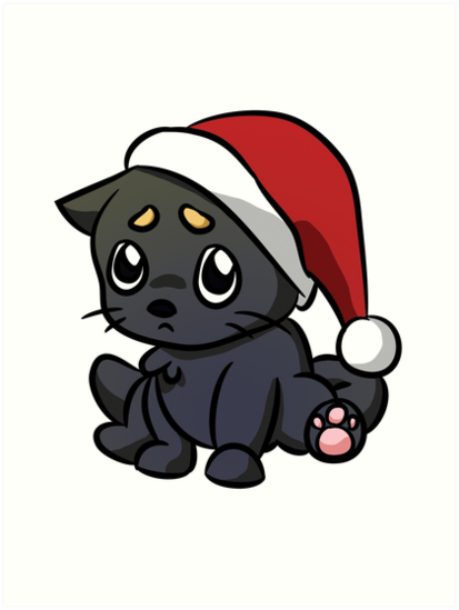 413x549 Sad Christmas Cat Art Prints