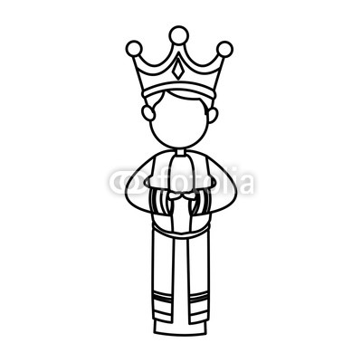 400x400 Manger Cartoon Wise King Christmas Celebration, Outline Image