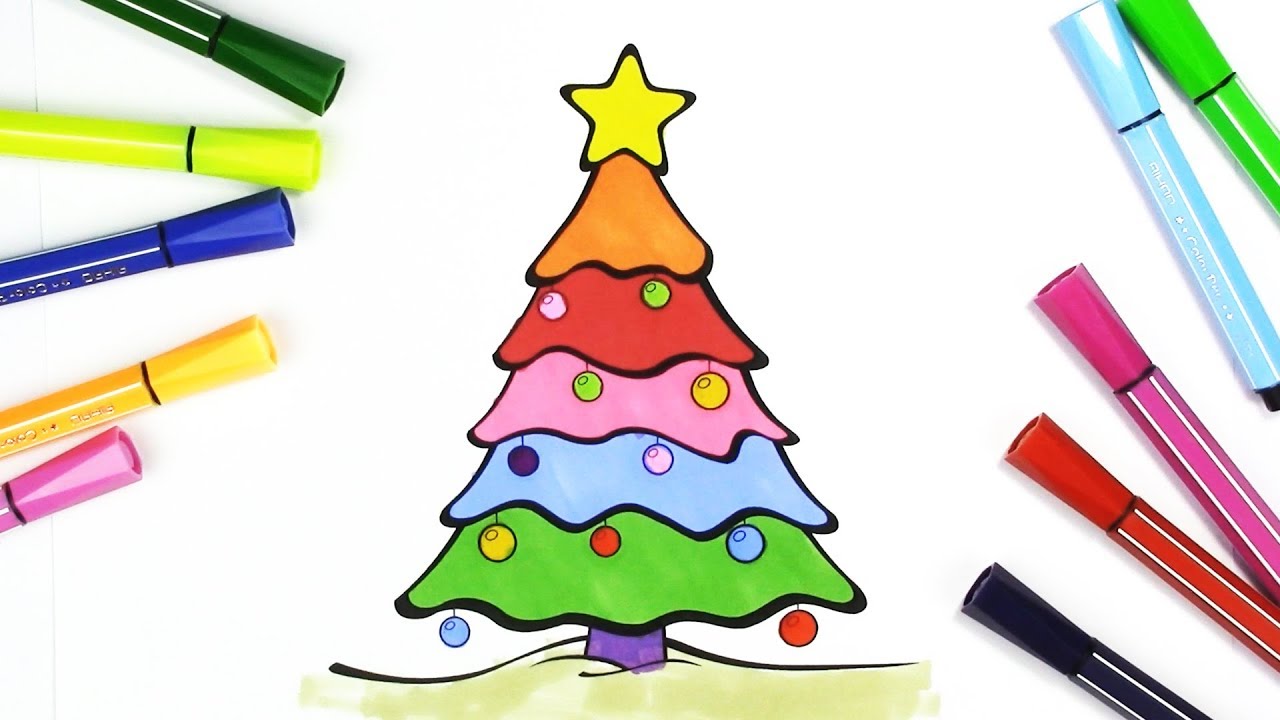 1280x720 How To Draw Rainbow Christmas Tree Coloring Pages For Children