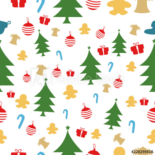 500x500 Christmas Seamless Pattern Isolated Over White Hand Draw Elements