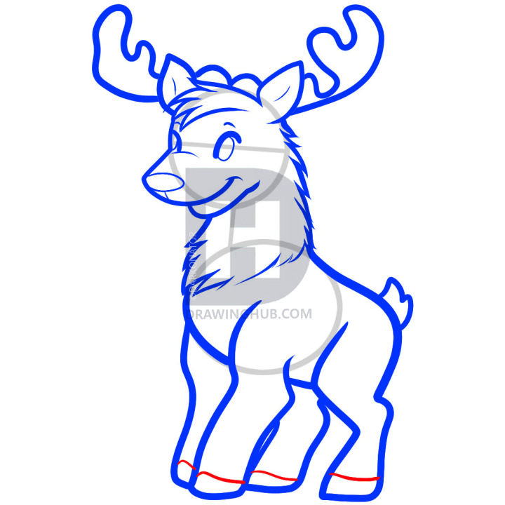 720x720 How To Draw A Christmas Deer, Reindeer, Step