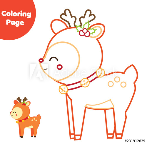 500x487 Coloring Page Educational Children Game Color Christmas Deer