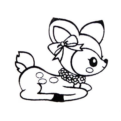 500x500 Cute Deer Stamp With Ribbon Kawaii Japan Things To Draw Paint