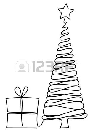 314x450 Christmas Tree Line Drawing Free Download Clip Art