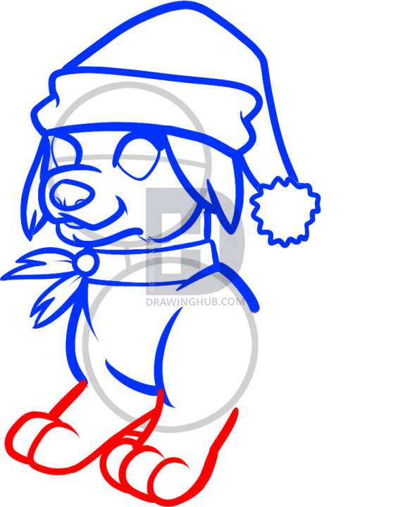 562x720 How To Draw A Christmas Dog, Christmas Dog, Step