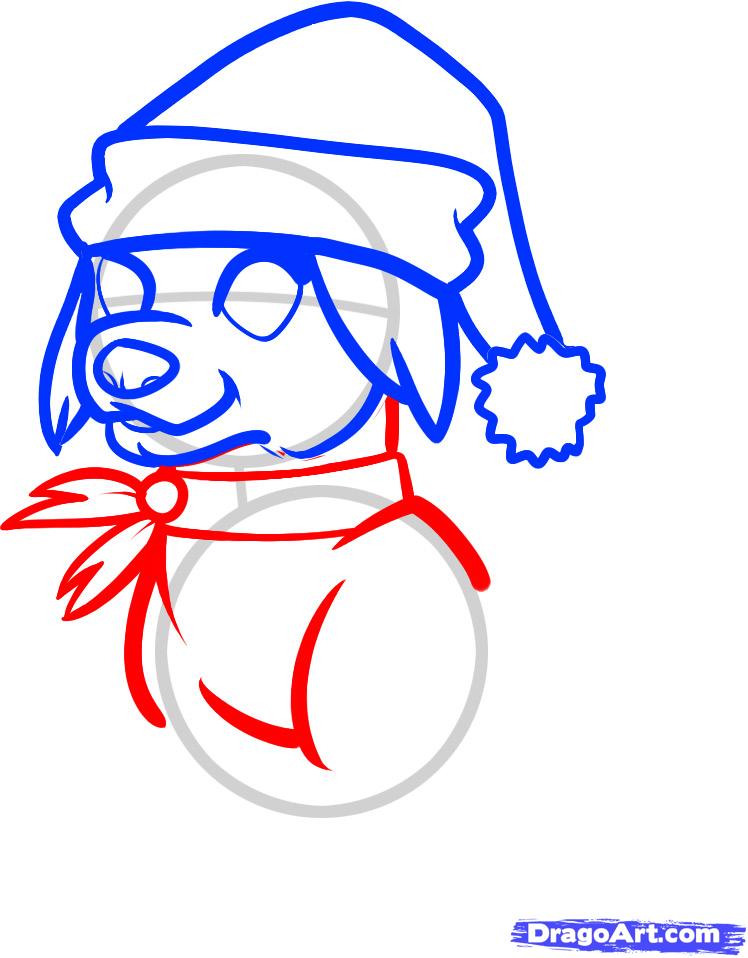 748x958 How To Draw A Christmas Dog, Christmas Dog, Step
