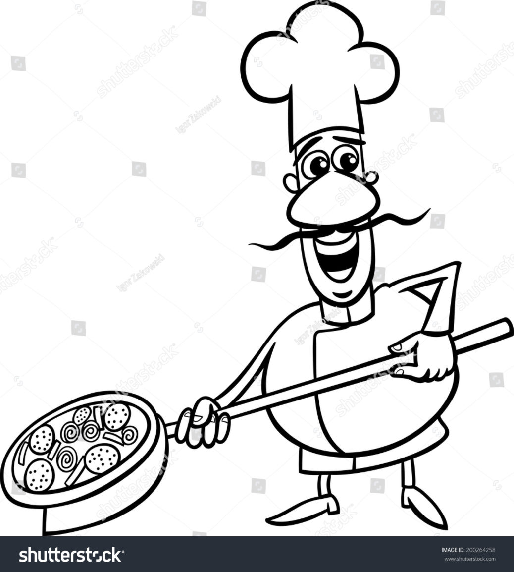 1038x1154 Coloring Book Funny Cook Chef With Pizza Vector Christmas Drawing