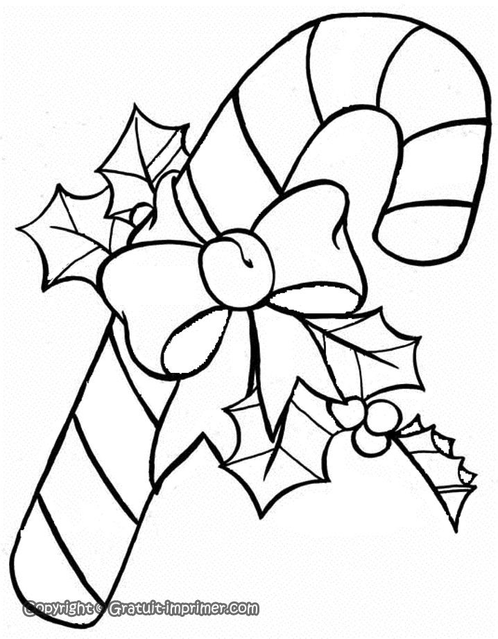 718x922 Coloriage De Noel Canne Sucre, Houx, Et Noeud Arts Crafts