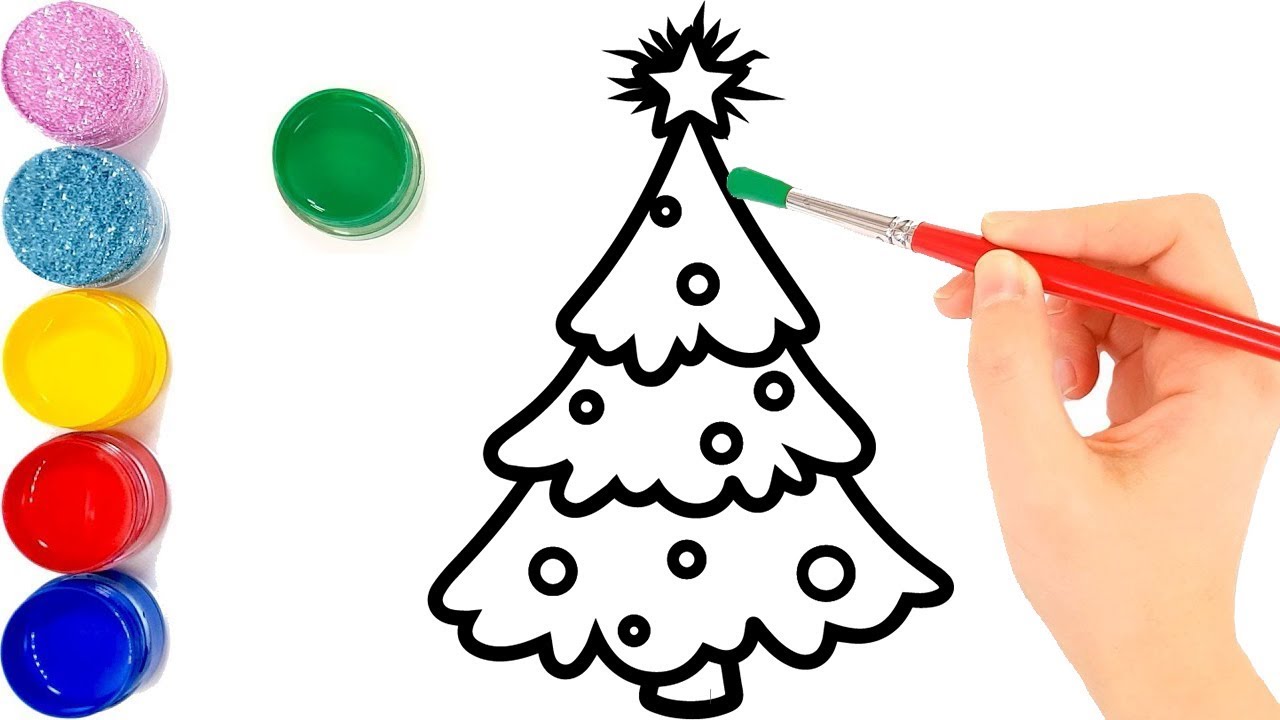 1280x720 Glitter Christmas Tree Ornaments Coloring Drawing For Kids