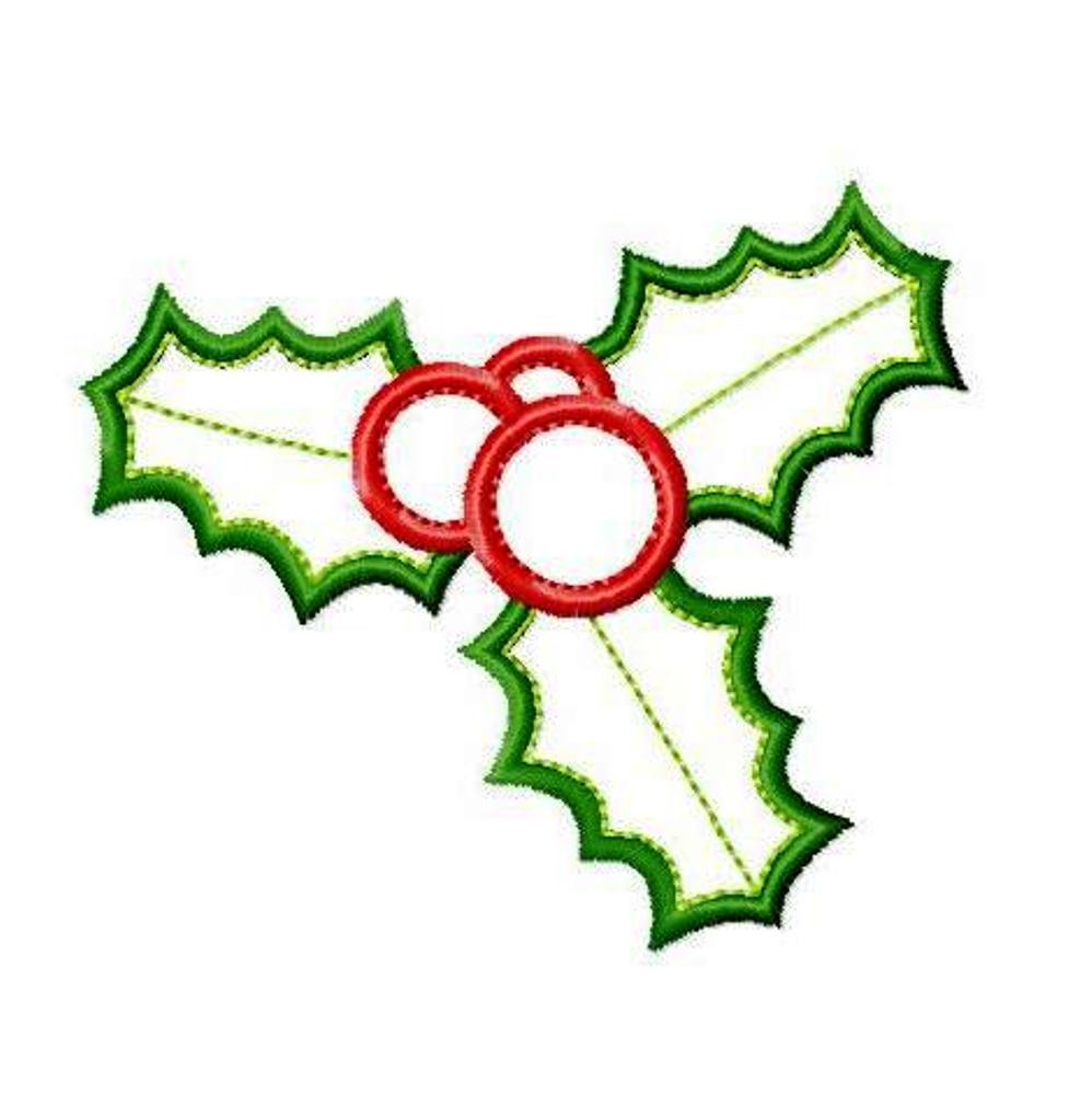 998x1000 Christmas Holly Applique Machine Embroidery Design Patterns In Sizes