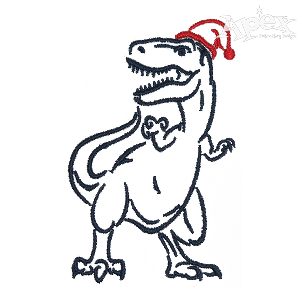 600x600 Christmas T Rex Dinosaur Embroidery Design