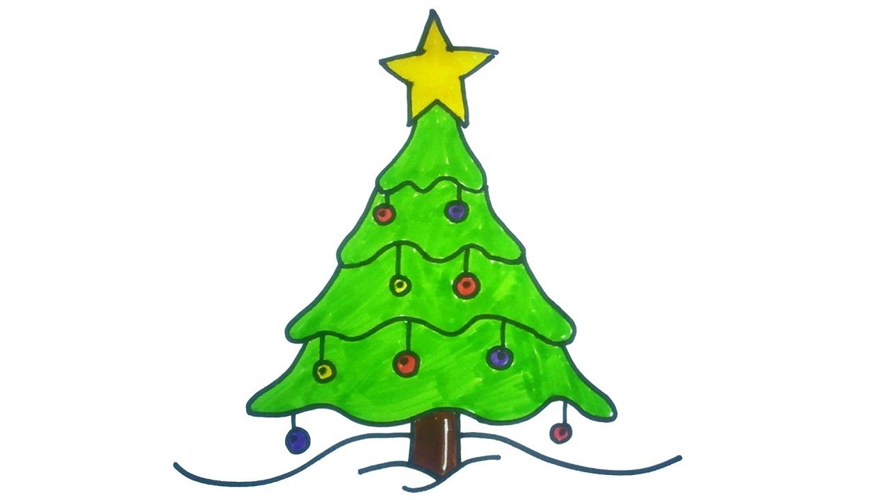 1280x720 Christmas Tree Drawing For Kids