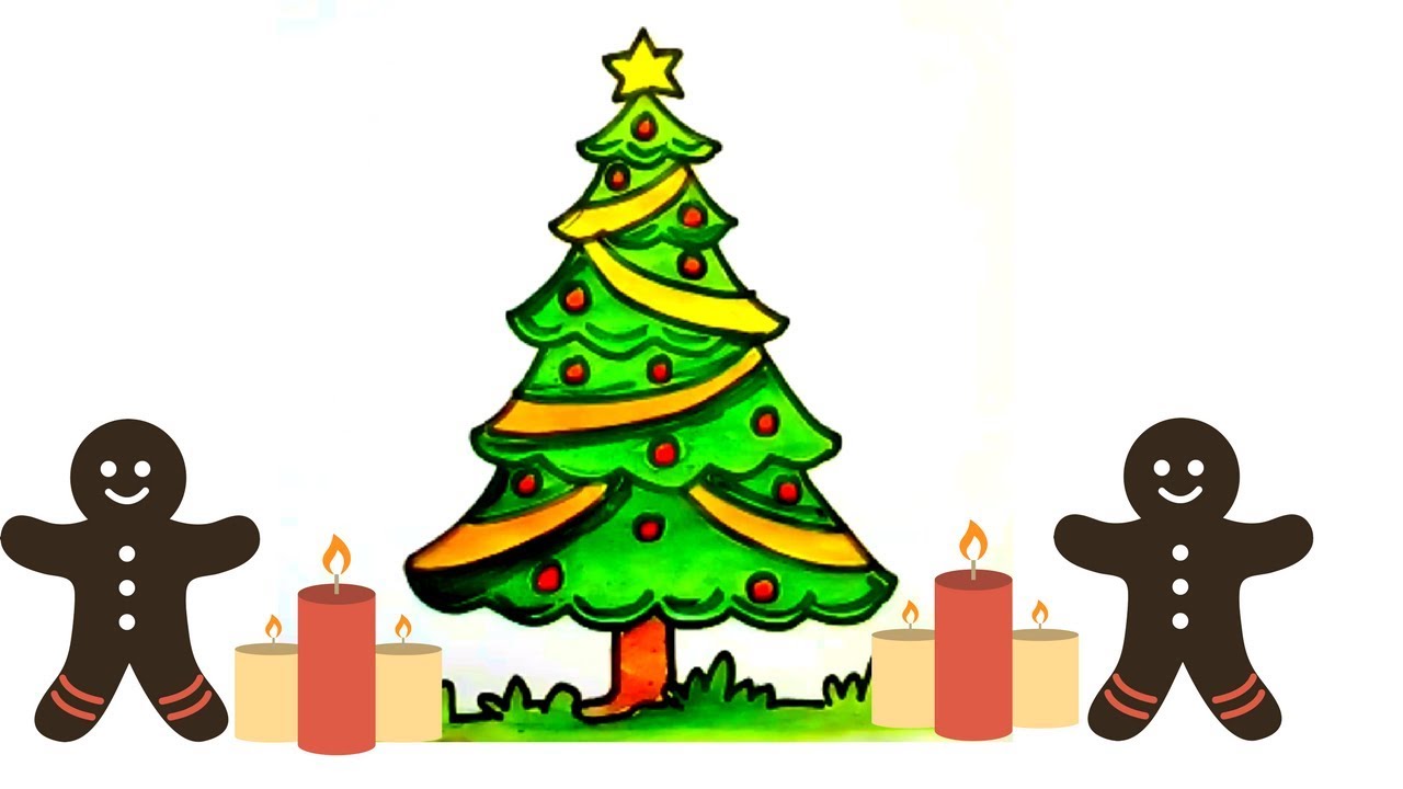 1280x720 Christmas Tree Drawing For Kids Halloween Holidays Wizard