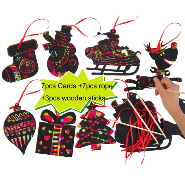 640x640 Magic Christmas Toys Scratch Art Cards Christmas Tree Ornaments