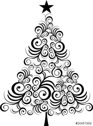 370x500 Christmas Tree Black Outline Designampersand Us