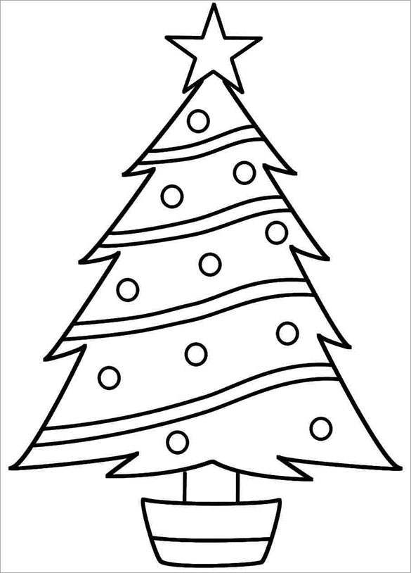 585x814 Christmas Tree Drawing Template