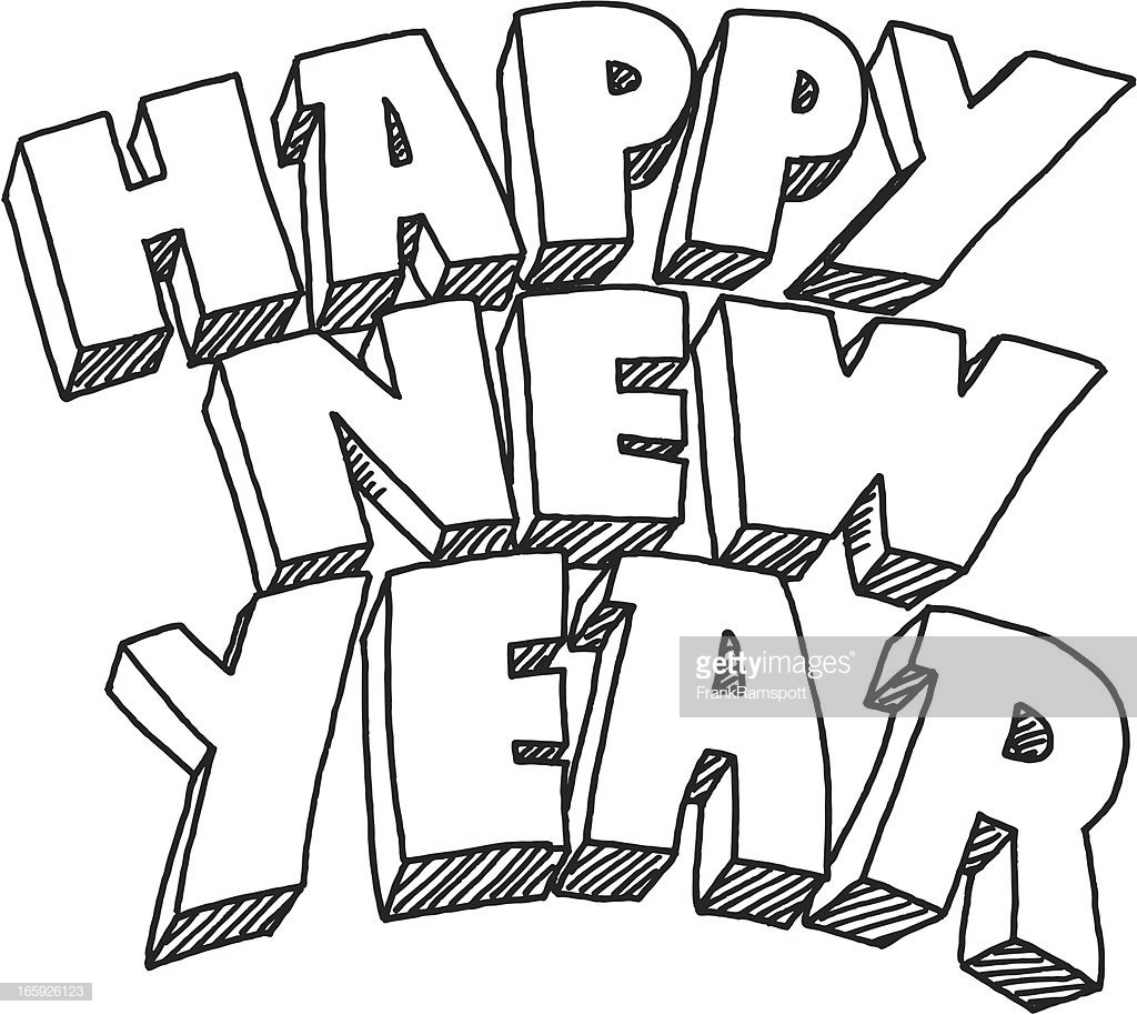 1024x914 Merry Christmas And Happy New Year Drawing With Clip Art Black