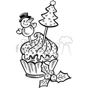 300x300 Cupcake With Christmas Decorations Clipart Royalty Free Clipart