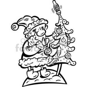 300x300 Santa Decorating The Christmas Tree Clipart Royalty Free Clipart