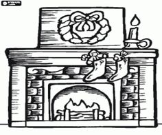 Christmas Fireplace Drawing