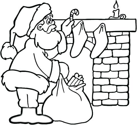 480x443 Christmas Fireplace Coloring Page