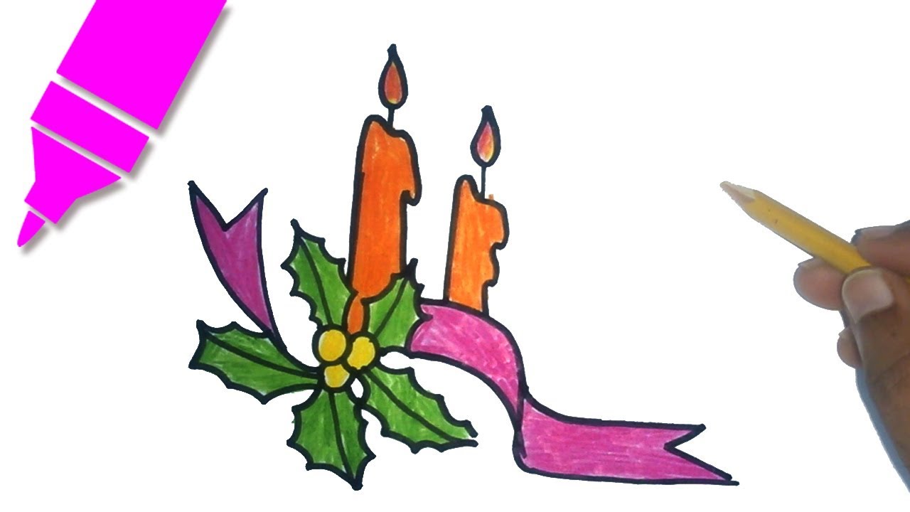 1280x720 How To Draw A Christmas Candle Christmas Candle